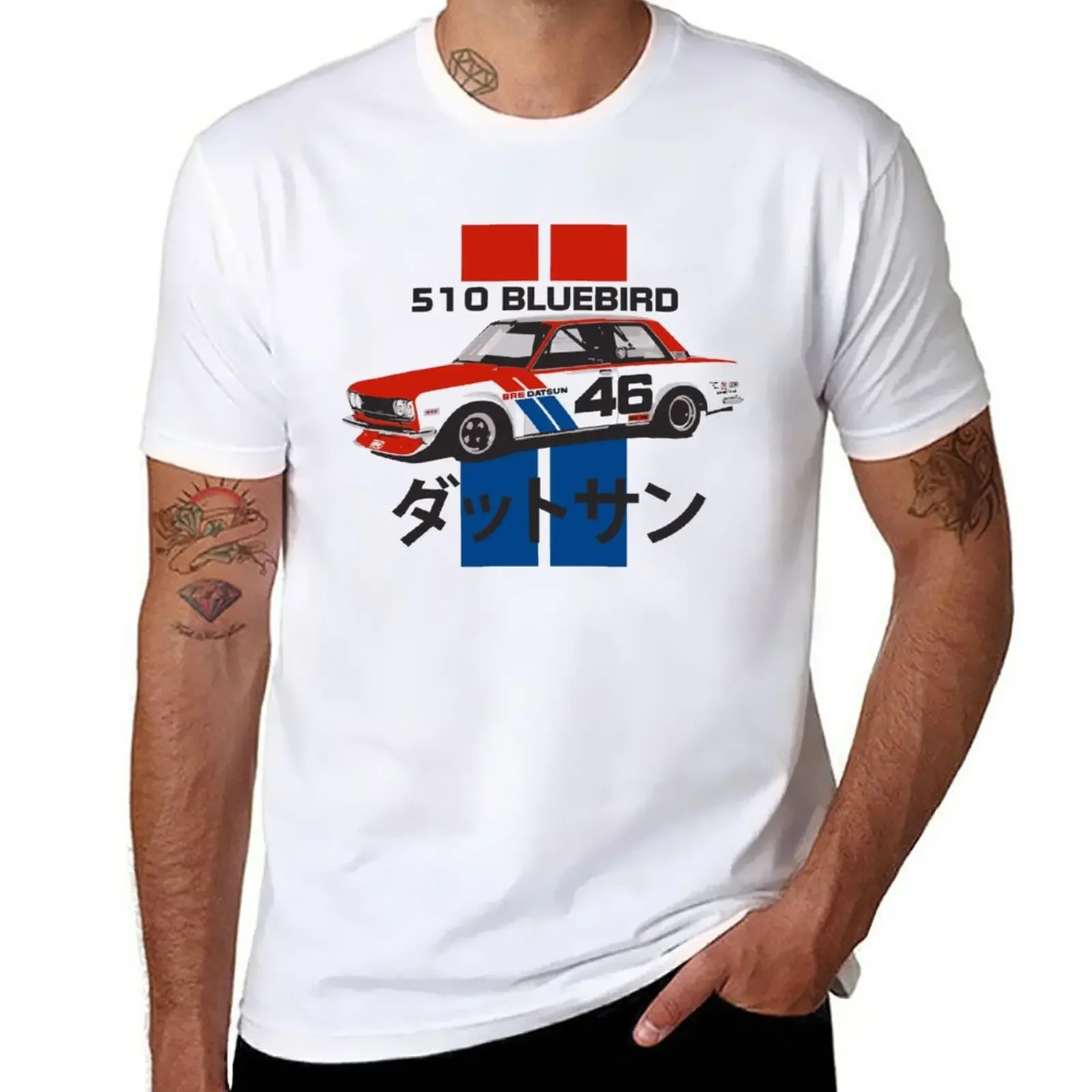 Vintage Datsun 510 Bluebird Race Car T-Shirt vintage anime clothes korean fashion for boys plain graphic t shirts men cotton