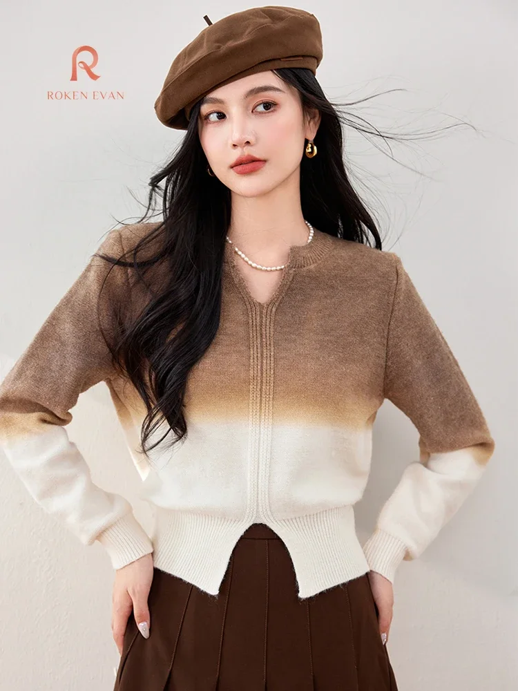 ROKEN EVAN 2024 Autumn Women Solid Female Korean Fashion Zipper Design Long Sleeve Top Feminino Muslim Eid Ramadam Cardigans