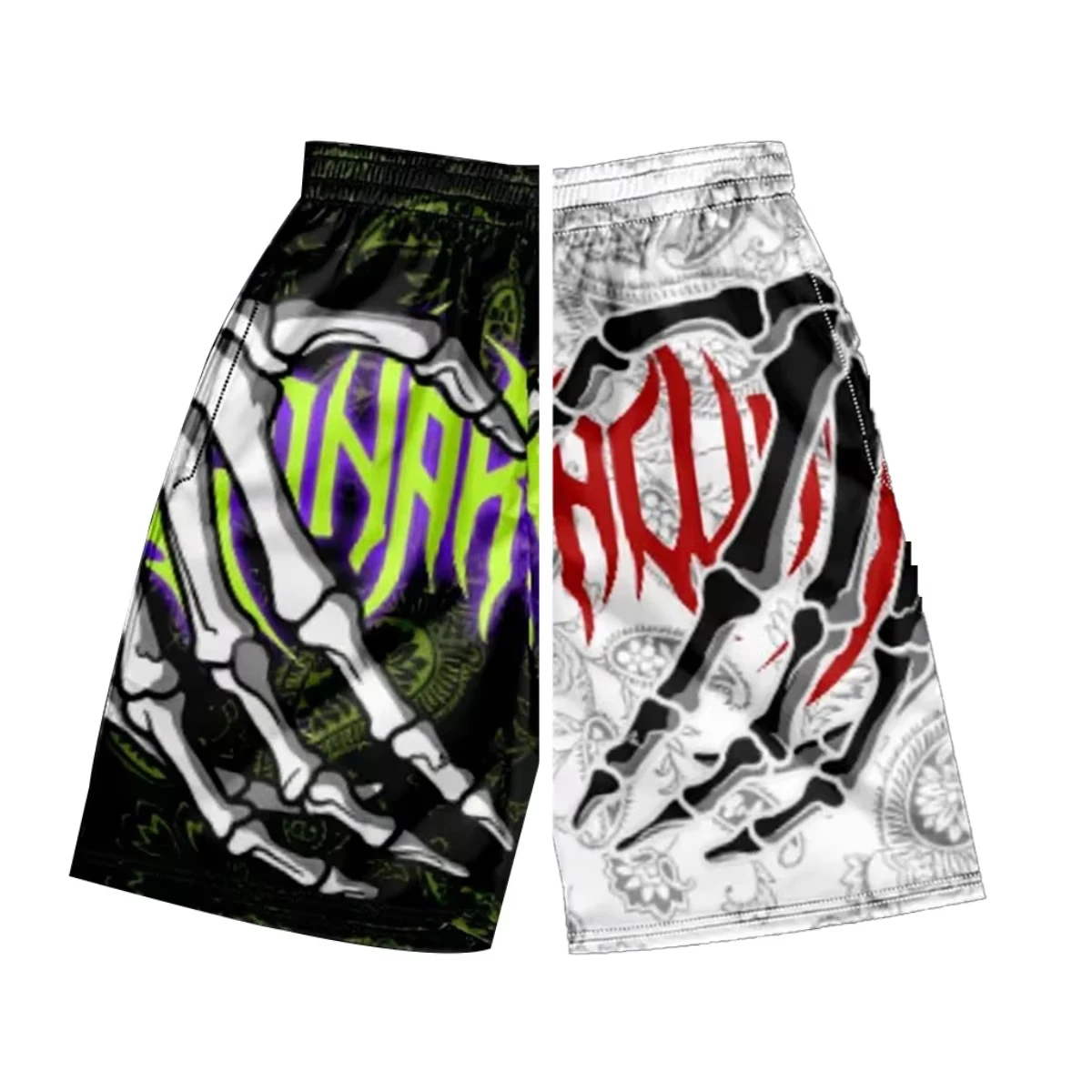 New Summer Men Skull Shorts Adult Harajuku Beach Shorts Boys Sports Breathable Shorts Adult Hip Hop Short Pants Streetwear Moto