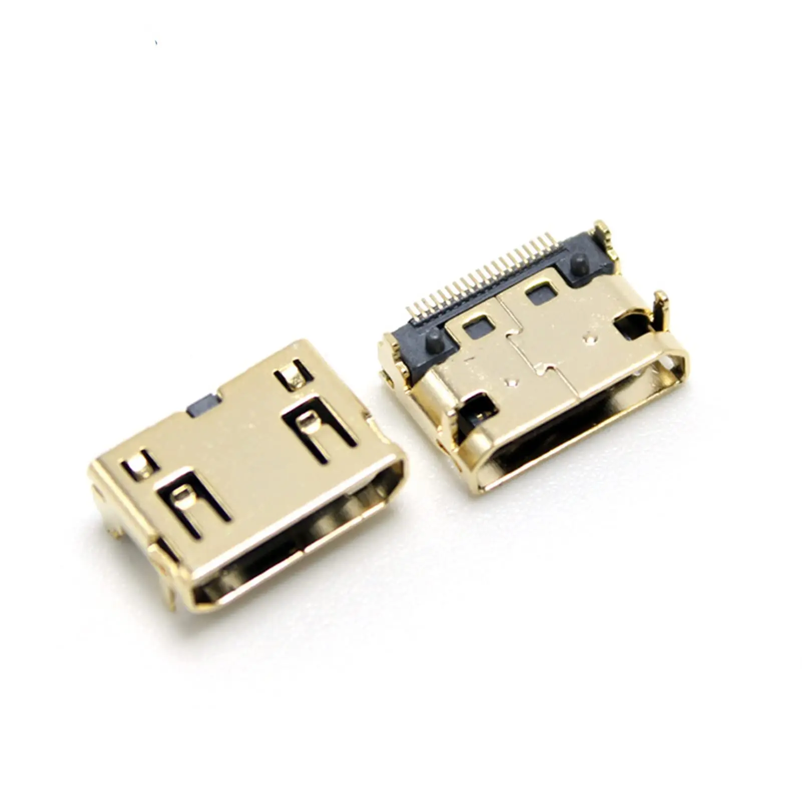 HDMI 19P موصل صغير HDMI أنثى مطلية بالذهب 19 دبوس لحام موصلات الأسلاك SMT المقبس
