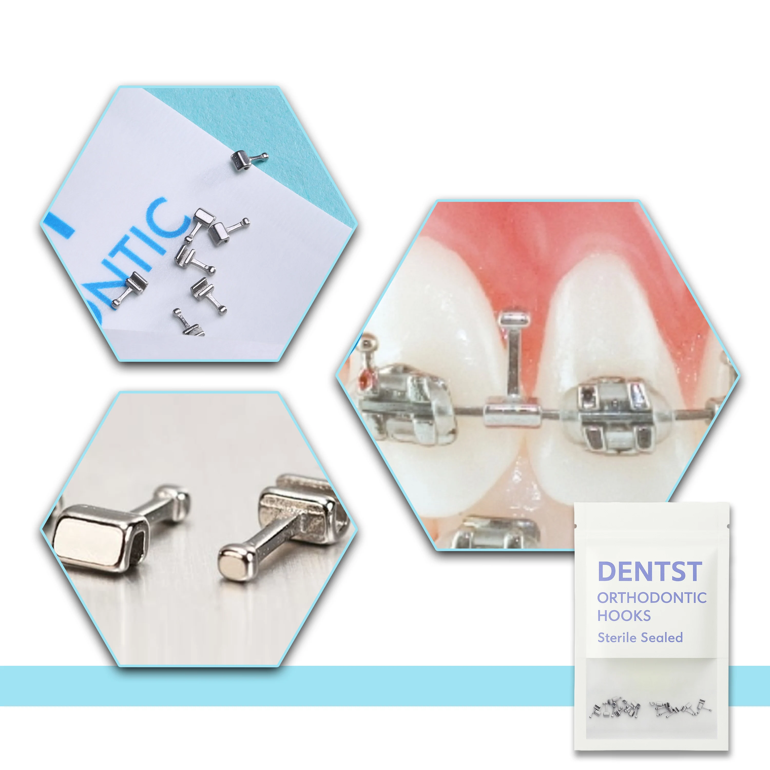 20PCS Dental Orthodontic Lingual Buttons-Bondable Round Mesh Base Composite Clear Ceramic Hook Dentistry Accessories Materials