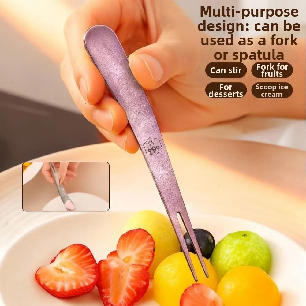 Ultralight Outdoor Titanium Dessert Fork Stainless Steel/ Titanium Dual-Use Coffee Ice Cream Fork Portable Multistyles