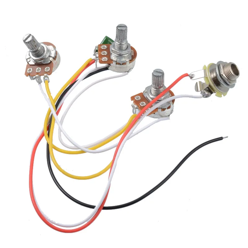 Bass Prewired Control Plate Assembly, 2V1T Stacked Knob Configuration with 6.35mm Output Jack, for JB Bass