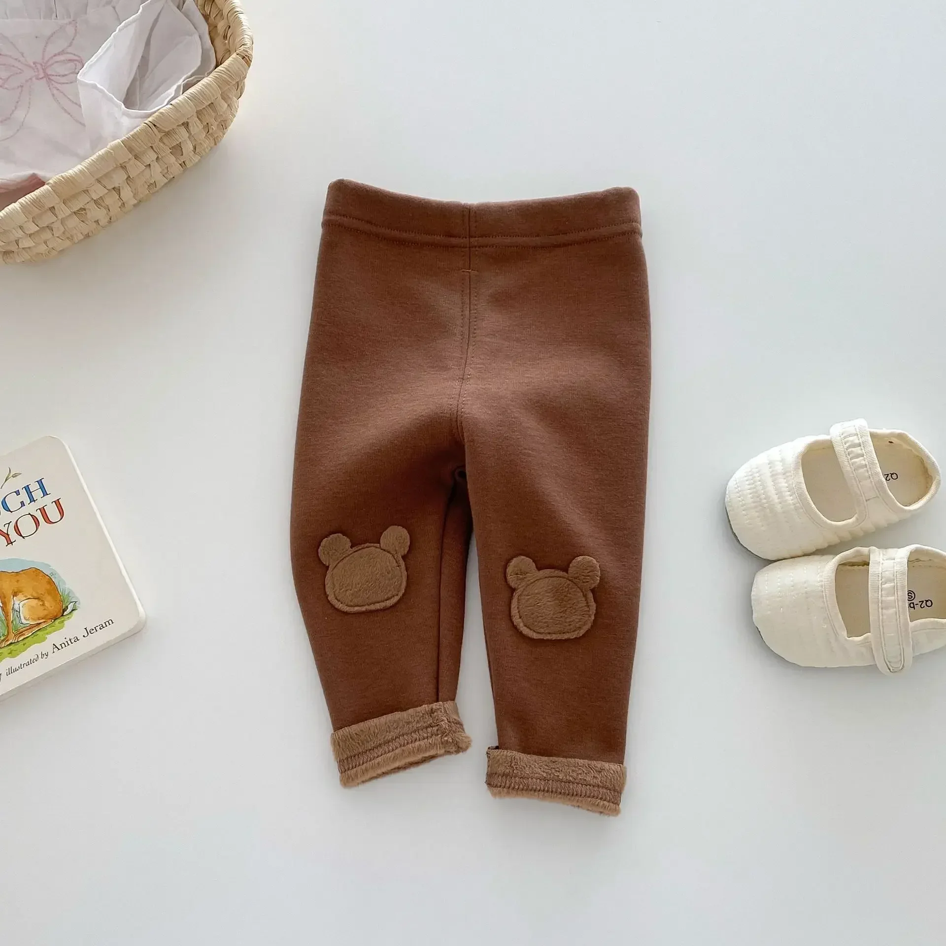 4646 Buy 2pcs Wholesale Baby Pant 2024 Winter New Girls\' Leggings Korean Patch Plus Velvet 0-5 Years Baby Pants Trousers