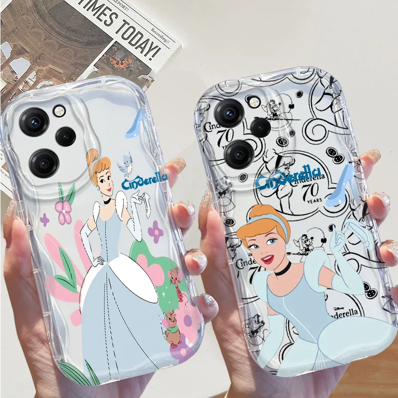 Disney Cute Cinderella Cream Phone Case For Xiaomi Redmi 13 12 10 9 A1 A2 A3 K50 40 30 AT A C i X S Pro Plus Funda Soft Shell