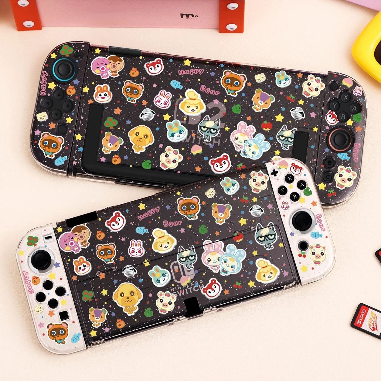 Cute Protective Case for Nintendo Switch 2 Console Transparent Glitter NS OLED Joy-Con Controllers Soft Shell Gaming Accessories