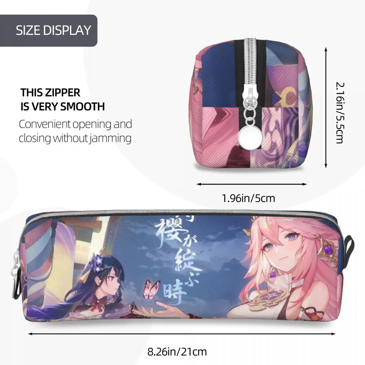 Yae Miko Genshin Impact Raiden Shogun Pencil Case, Creative Pen Holder, Kids Large Bag, Papelaria para Estudantes, Presente da escola