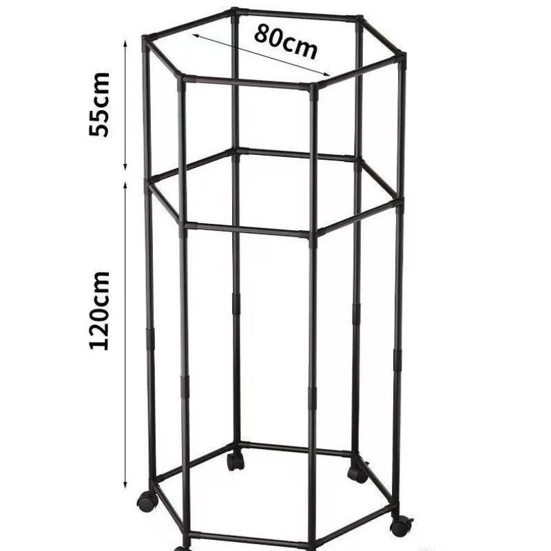 Heavy Duty Rotating Clothes Drying Rack with Wheels Hexagonal Storage Stand for Balcony Laundry Room