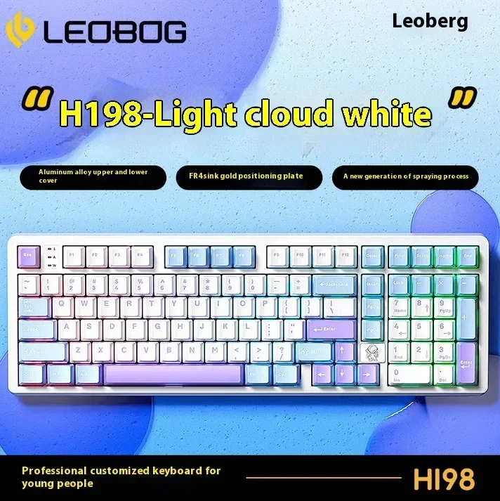 

LEOBOG Hi98 Keyboard Mechanical Gaming Wired Aluminum Keyboard PBT Keycaps 101keys RGB PC/FR4 Positioning Plate For Pc Accessory
