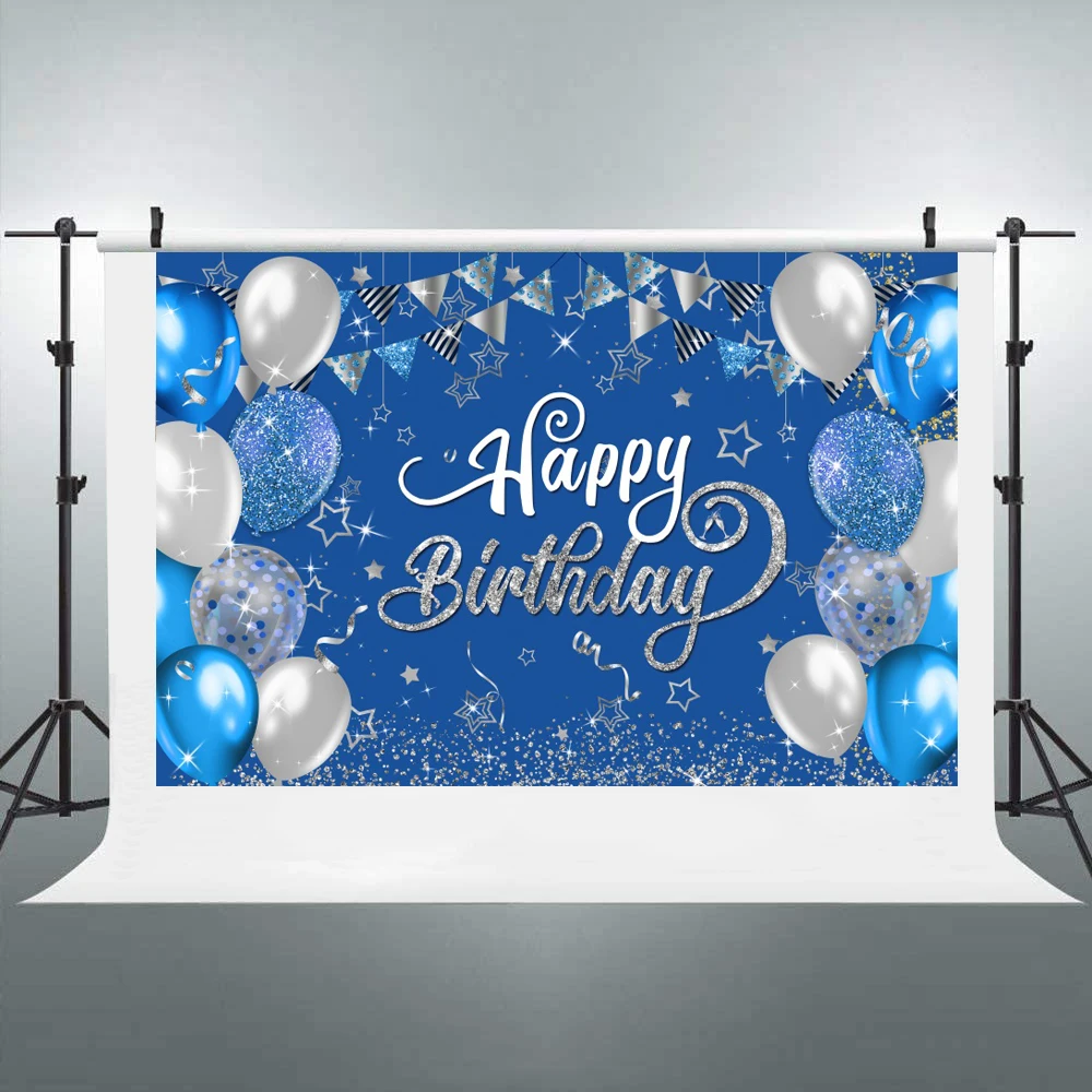 Laeacco Happy Birthday Photographic Backdrop Gold Glitter Balloon Backdrop Birthday Party Cake Table Decor Photography Backdrop