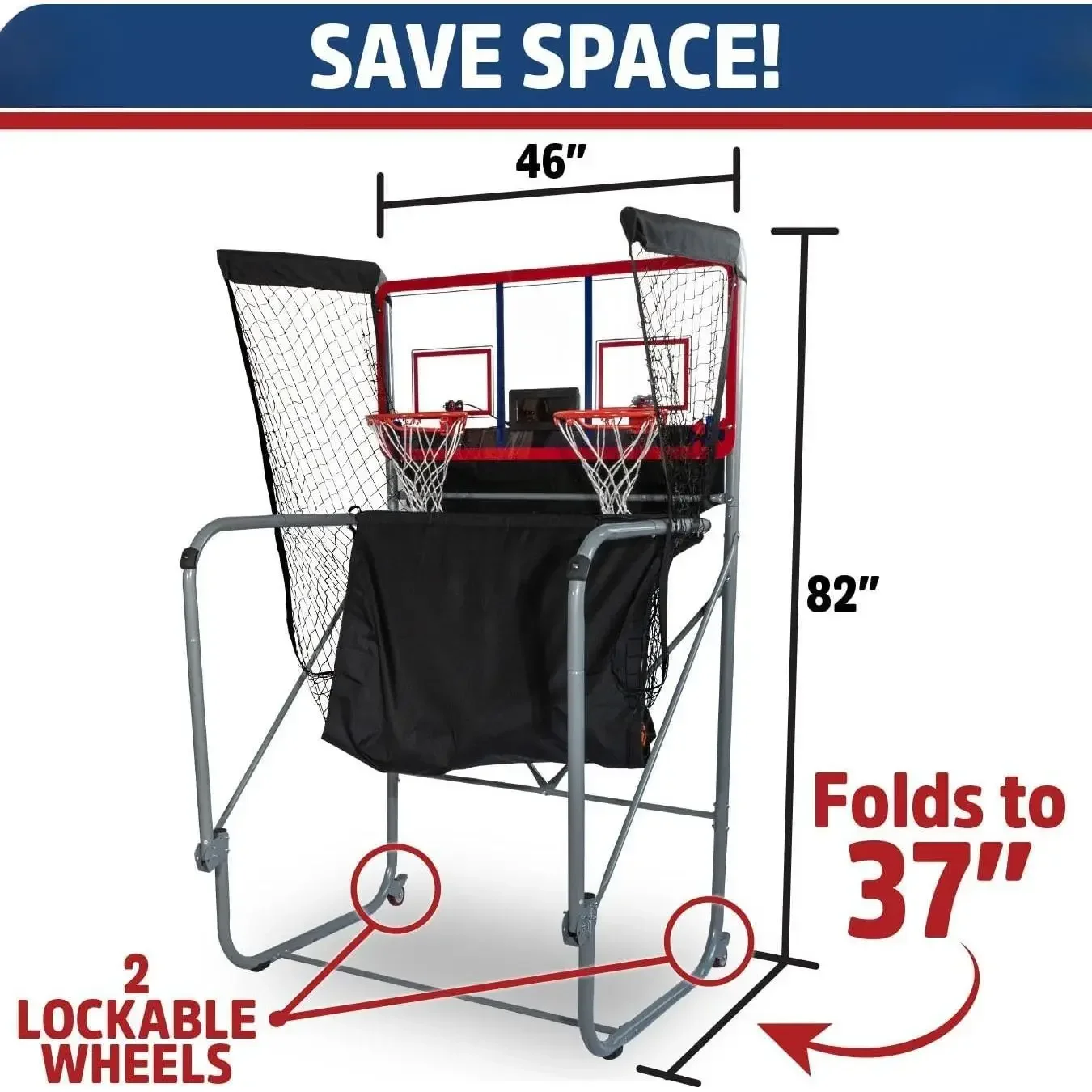 لعبة كرة السلة الرسمية الداخلية/الخارجية ذات اللقطة المزدوجة - مقاومة للطقس - 16 لعبة مختلفة - 6 خيارات صوتية - تقريب 100٪
