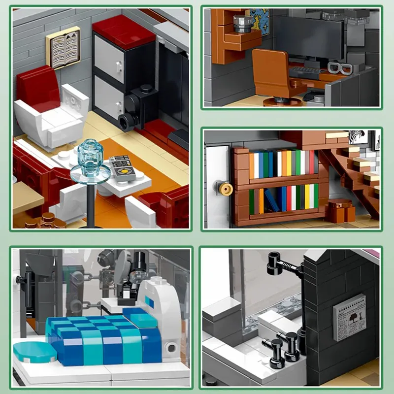 Conjuntos de edifícios da casa lambda, modelo de loja de apartamentos de arquitetura da cidade, presente, kit de modelo de blocos de edifícios modulares 3832 peças