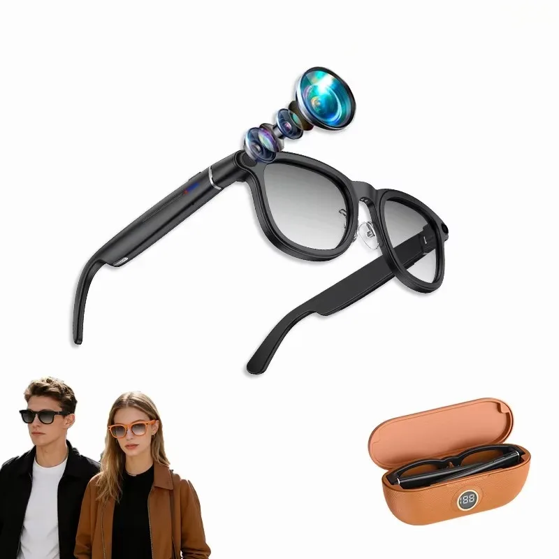 8MP 4K AI Smart Glasses with EIS Anti-Shake Camera Integrated Live Translator Photochromic Bluetooth Smart Audio Eyewear