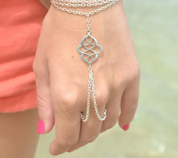 

HA new hollow auspicious alloy finger bracelet, European body chain jewelry factory direct sales women's jewelry