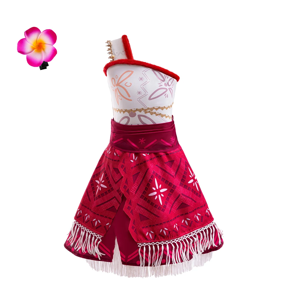 女の子のための映画のキャラクターのモアナ2コスチューム,プリンセスドレス,ボヘミアン,ヴィンテージ,タッセル,誕生日パーティー,夏