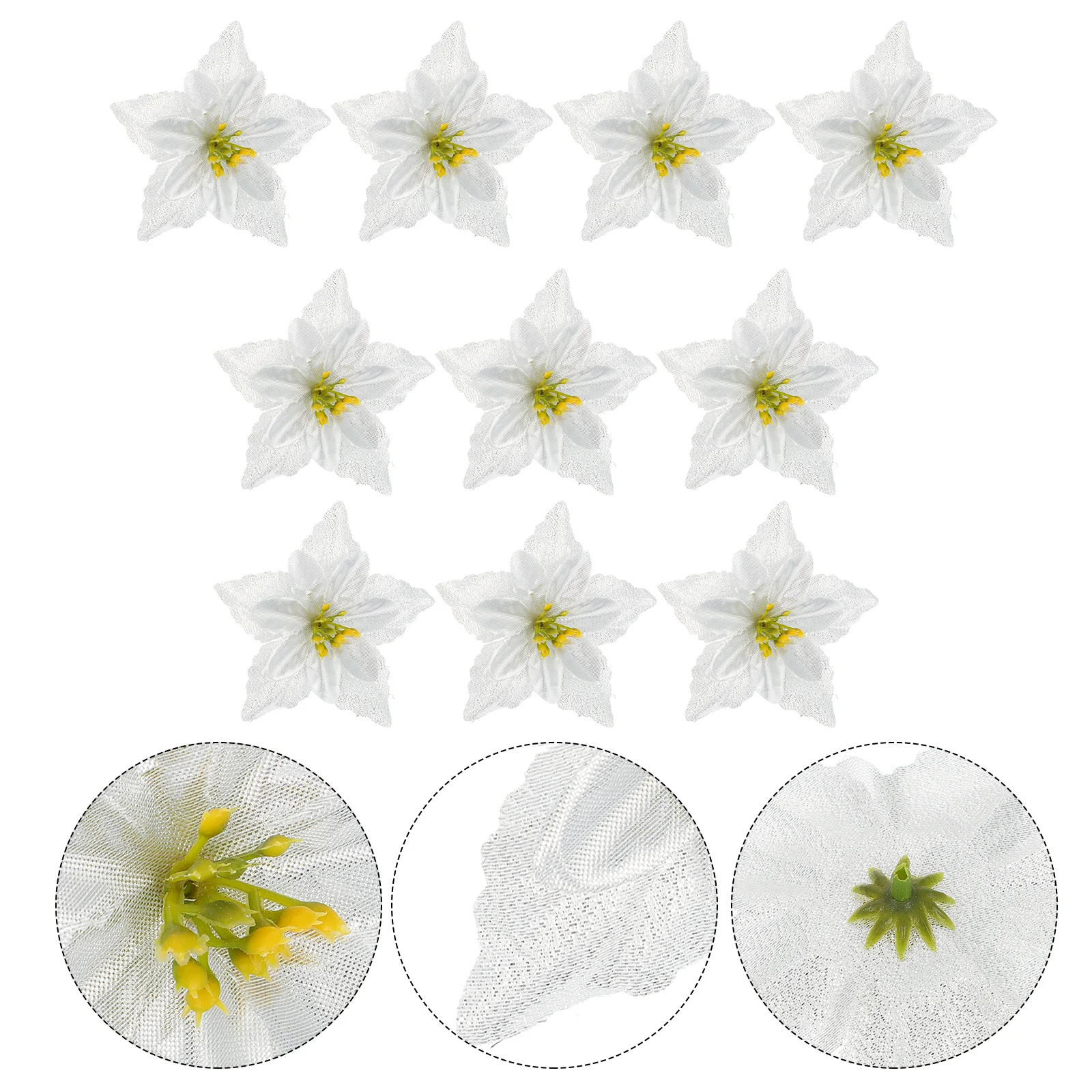 

10pcs Christmas Simulation Artificial Flower Decor For Xmas Wedding Party Decoration Glitter Christmas Tree Adornments Fake