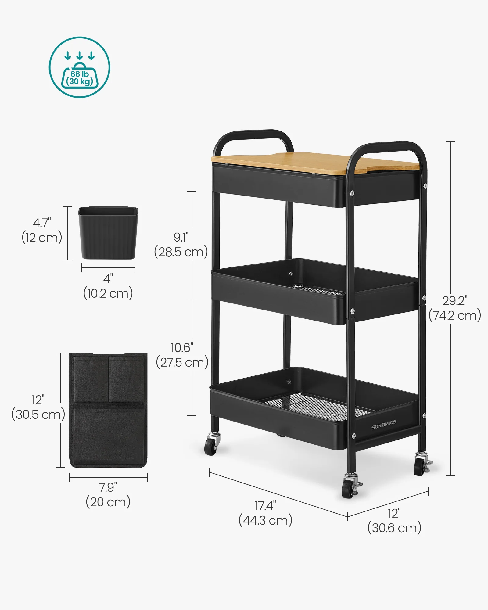 SONGMICS office kitchen Cart living room