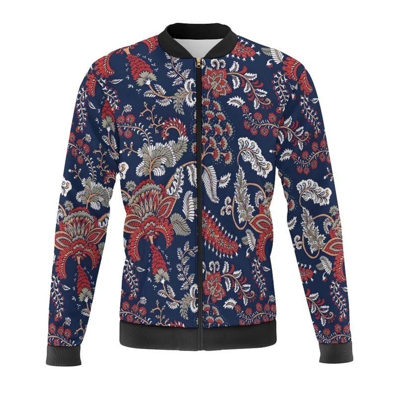 Peacocks Paisley Graphic 3d Printed Jackets Men Bomber Jacket Harajuku Luxury Zipper Coat Kid Street Tracksuits Male Outerwear