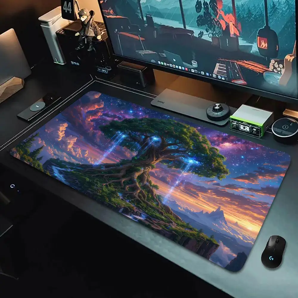 

Exquisite Anime Tree Mouse Pad Oversized Computer Gaming Console Rubber Anti-Slip Gaming Keyboard Pad Office Expansion Desk Mat