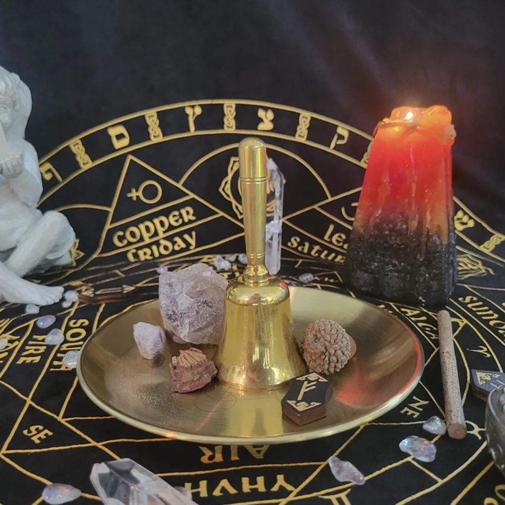 

2Pcs Moon Gold Plate Polished Iron Decorative Tray Functional Pentagram Holder for Altar Storage Display Use