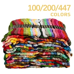 100/200/447pcs Mix Colors  Embroidery Thread Cotton Sewing Skeins Craft Cross Stitch Floss Kit Line DIY Tools Make Bracelets