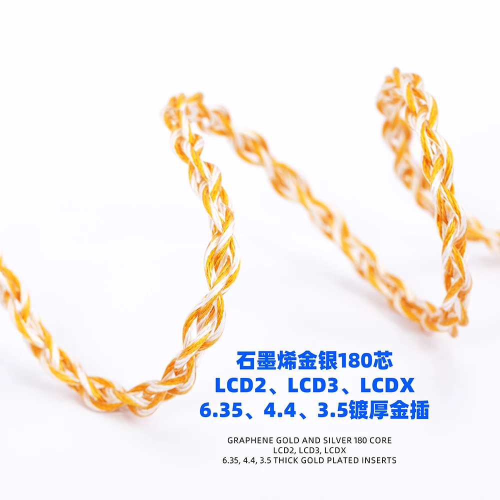 Cable de actualización de auriculares de un solo cristal, cobre, oro + plata, grafeno, 6,35mm, 4,4mm, 3,5mm, DIY, LCD2, LCD3, Otis, cuatro núcleos, tres núcleos