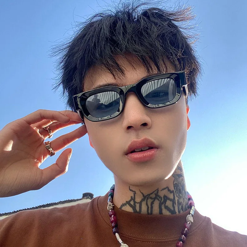 مستطيل صغير النظارات الشمسية النساء الرجال خمر العلامة التجارية مصمم مربع نظارات شمسية فاخرة ظلال الإناث الحدبة مقعر النظارات الشمسية #5