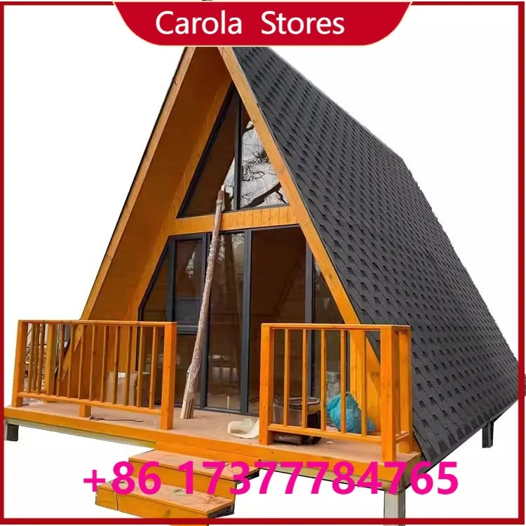 Prefabricated Mobile Wooden Chalet with Balcony, Modern Simple Internet Celebrity Villa for Scenic B&B Agritainment Courtyard