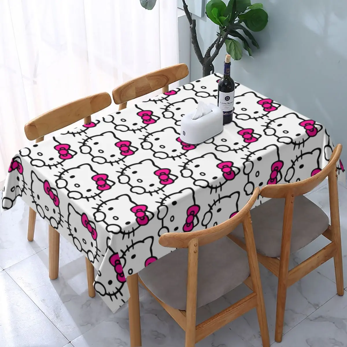 Customized Rectangular Hello Kitty Tablecloth Fit 40