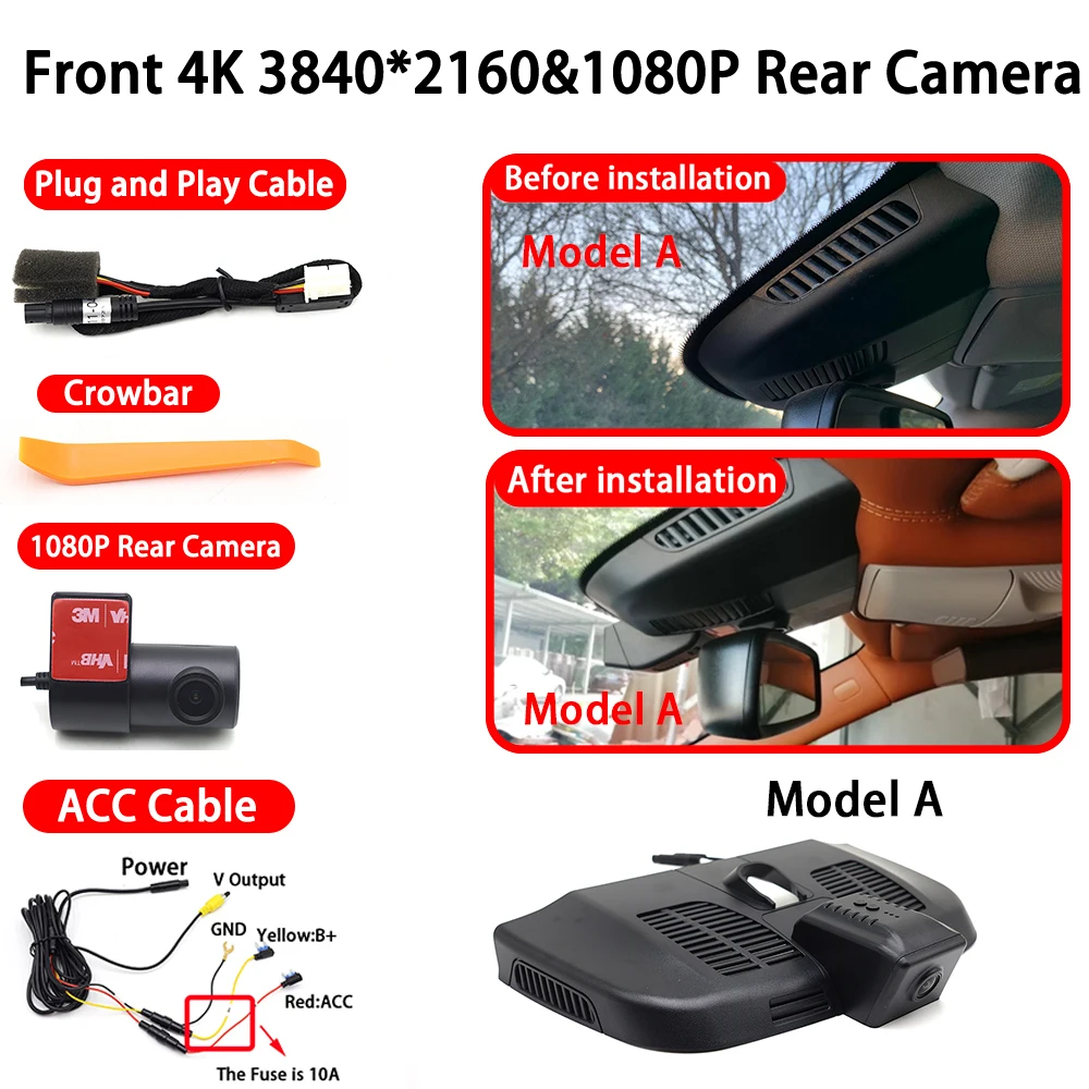 Voor Mercedes Benz V-Klasse EQV e Vito Valente Metris V260 V220 V250 W447 4K 2160P voor- en achtercamera dashcam Wifi Plug and Play