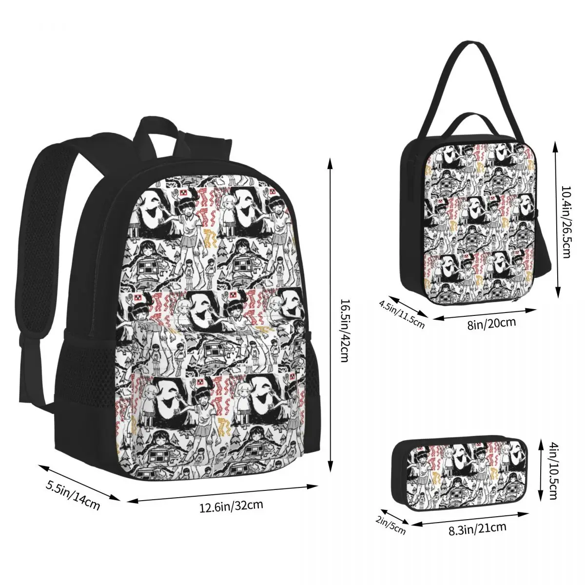 Game Yume Nikki Madotsuki Backpacks Kids Bookbag School Bags Rucksack Lunch Bag Pen Bag Three-Piece Set