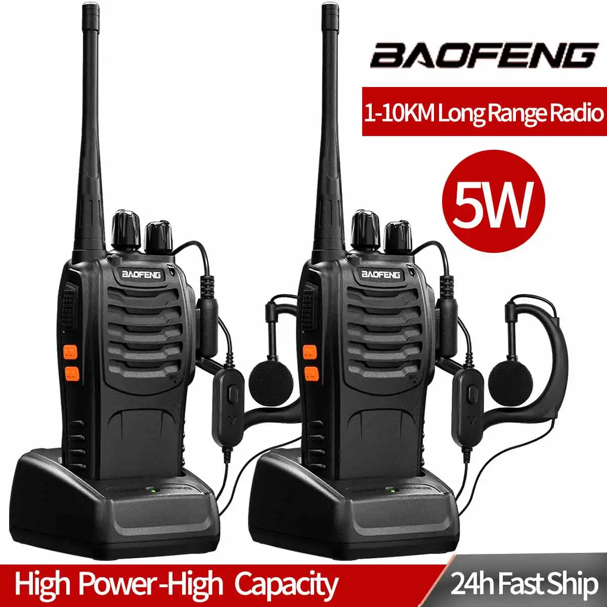 1/ 2PCS Baofeng BF-888S Walkie Talkie 888s UHF 5W 400-470MHz BF888s BF 888S H777 Cheap Two Way Radio with USB Charger H-777