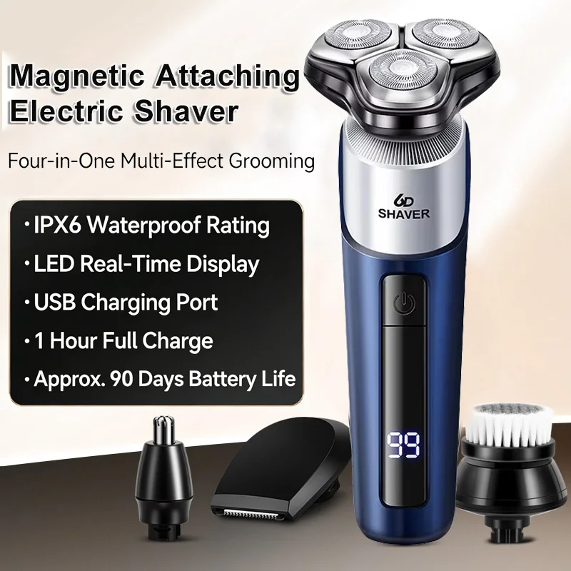 

Magnetic Attaching Electric Shaver Heads Waterproof Fast Charging Multi Function Men Beard Trimmer Floating Head Electric Shaver