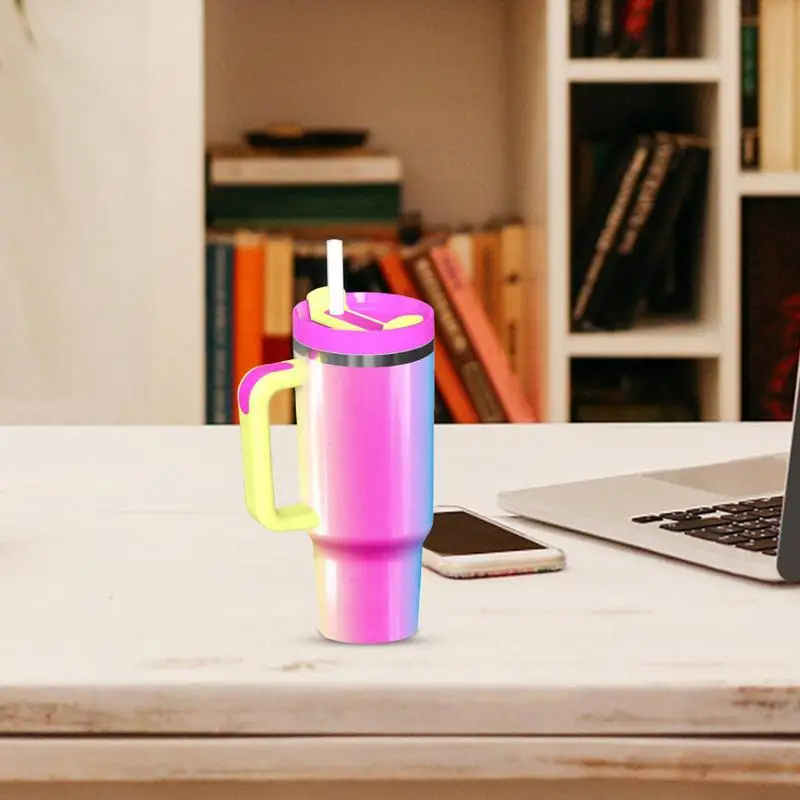 Insulated Straw Mug 40oz Stainless Handle Water Mug Non-Spill Coffee Travel Mug Water Coffee Cup For Home Office And School