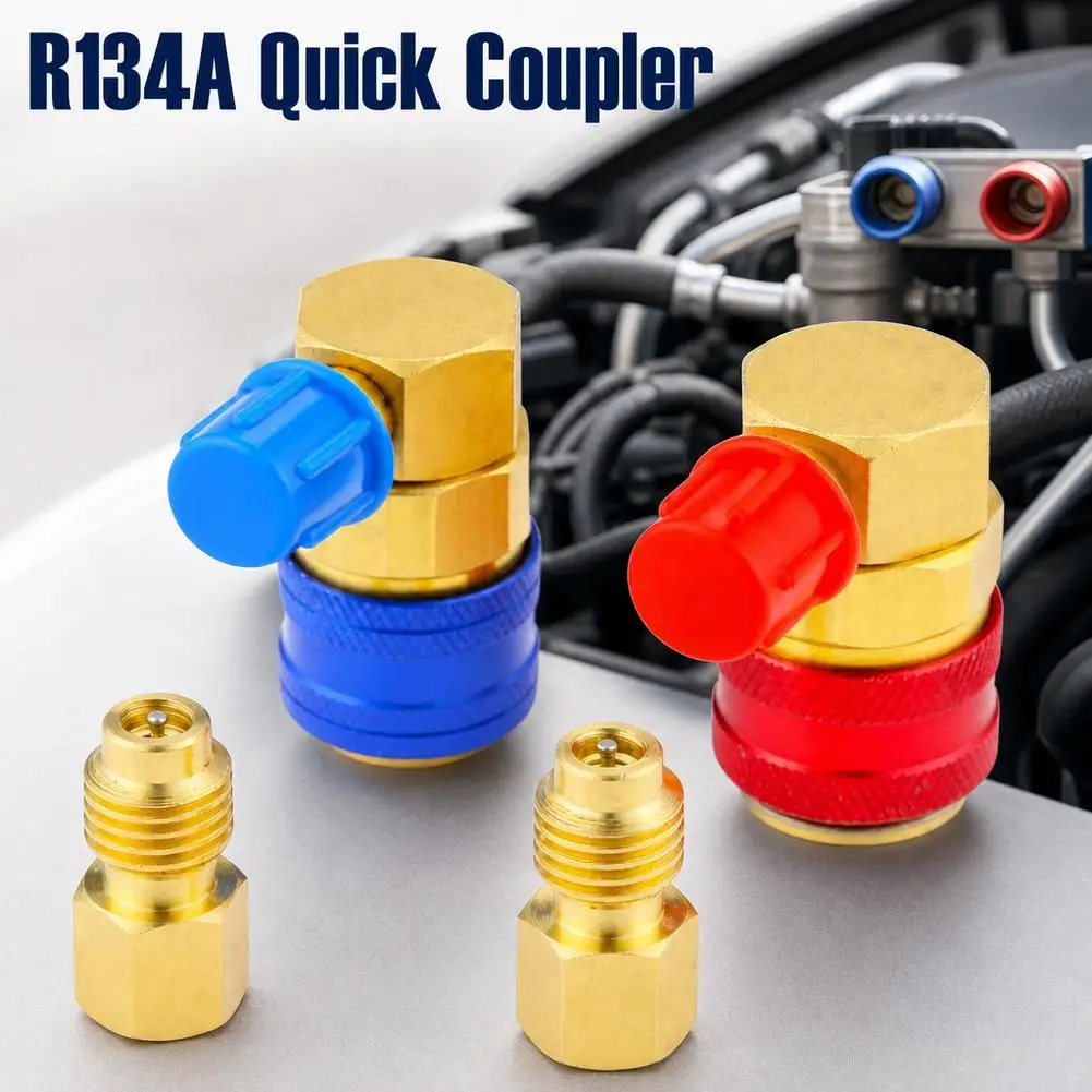 NEW R134A Freon H/L Auto Car Quick Coupler Connector Brass Adapters Air Conditioning Refrigerant Adjustable