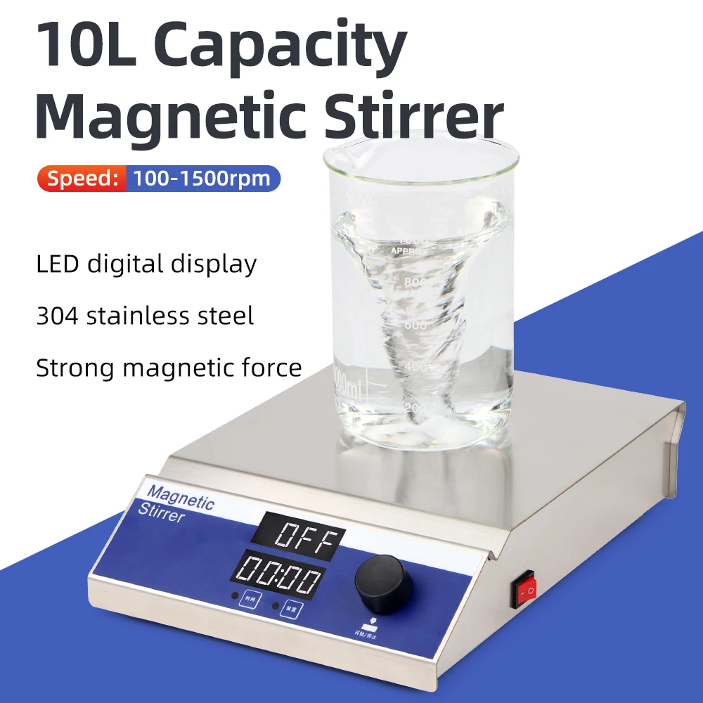 MS10 Magnetic Stirrer Mini Lab Stir Mixer Plate 1500RPM Adjustbable Liquid Stirrer for Laboratory with Timer & Auto-Reverse