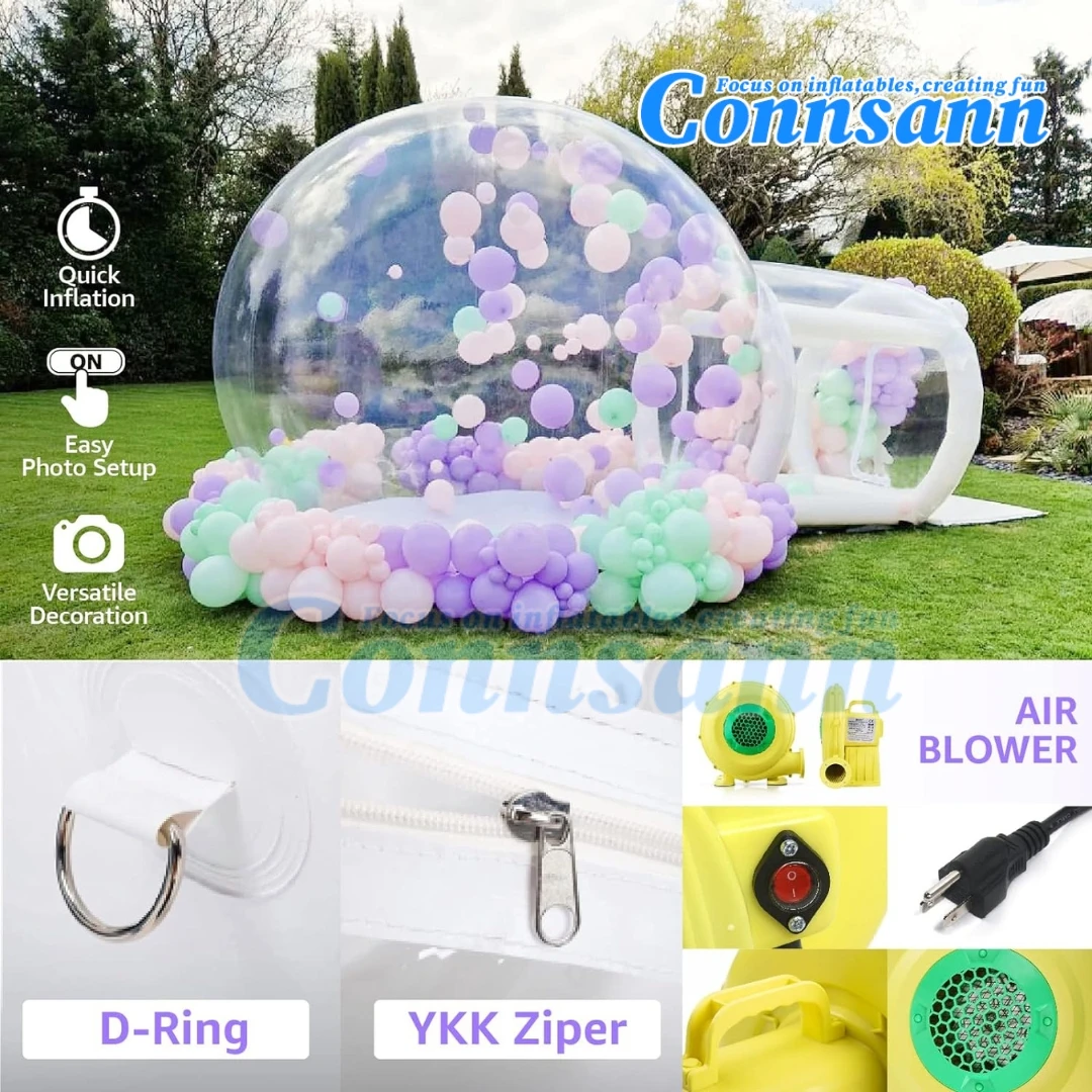 Connsann Inflatable Bubble Tent,Bubble House with Blower, 13ft Dia Clear Balloon Bubble Dome for Children Party Customization