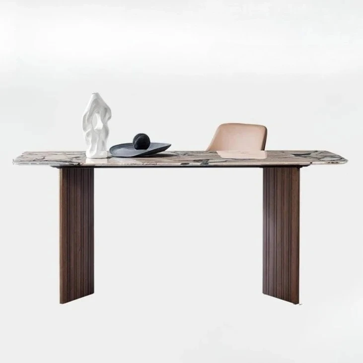 

Italian minimalist natural marble long dining table modern high-end luxury stone villa home dining table new