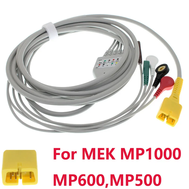 

Compatible With 6Pin MEK MP1000,MP600,MP500 Multi-Parameter Patient Monitor 3/5 Lead ECG EKG Cable,Snap/Clip/VETClip Leadwire.