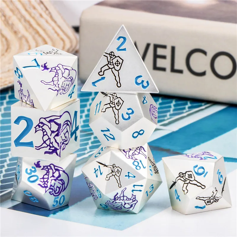 KERWELLSI DND Metal Dice Set D&D, Polyhedral Dungeon and Dragon D and D Dice, Handmade Role Playing Dice D20 D12 D10 D8 D6 D4