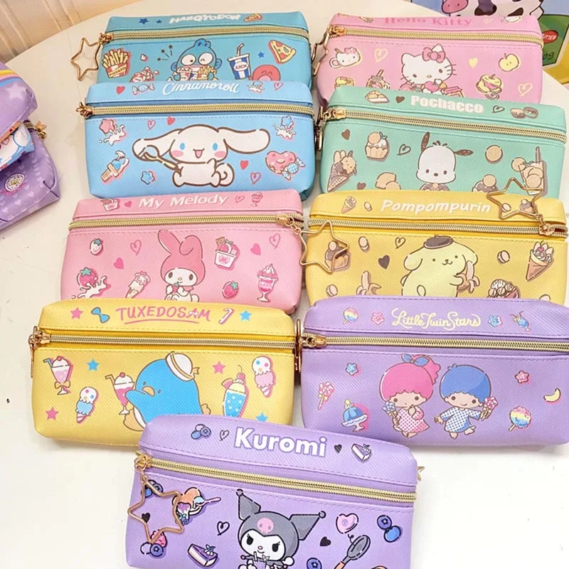 Imagem -02 - Sanrio-melody Hangyodon Case Lápis Double Layer Kuromi Kitty Little Twin Star Caixa Lápis Escritório e Abastecimento Escolar Pcs por Lote