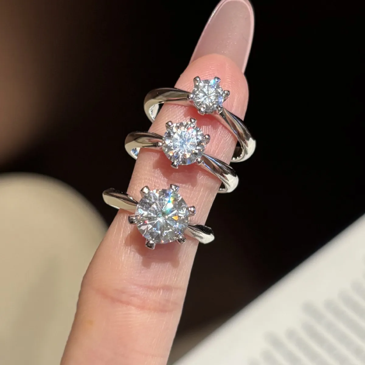 Moissanite GRA D VVS1 6 Prong Setting Ring S925 Sterling Silver Fine Jewelry Minimalist Engagement Daily luxury Gift For Women