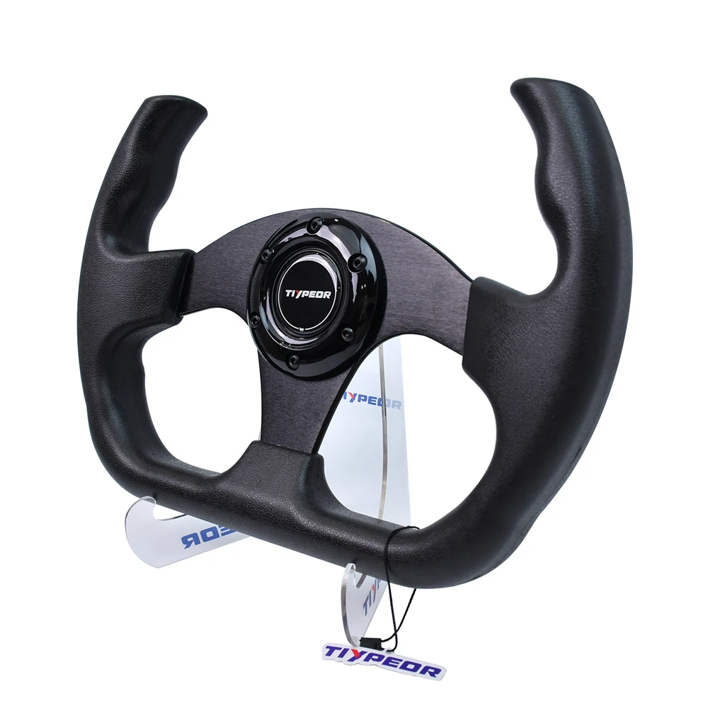 

TIYPEOR 330MM Fur Covered Half Racing Steering wheels Leather Car Aluminum Drifting Sport Auto Steering Wheel