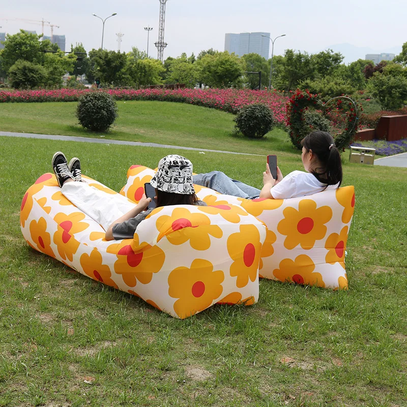 Sunflower Lazy Inflatable Sofa Outdoor Beach Lazy Sleeping Bag Inflatable Bed Portable Air Sofa Portable Camping Activities