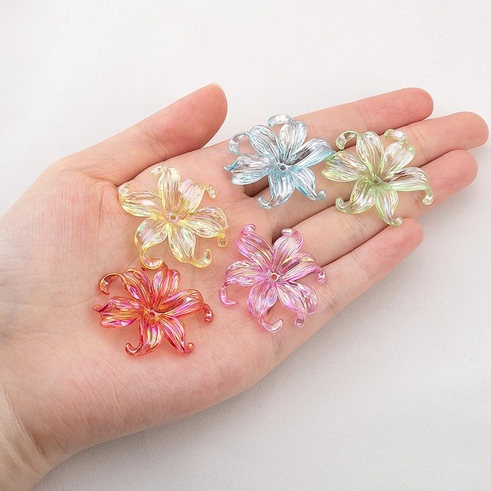 20pcs 40x45mm Multicolor Acrylic Petal Transparent Flower Beads DIY Bracelets Necklaces Keychain Accessories for Jewelry Making image 3