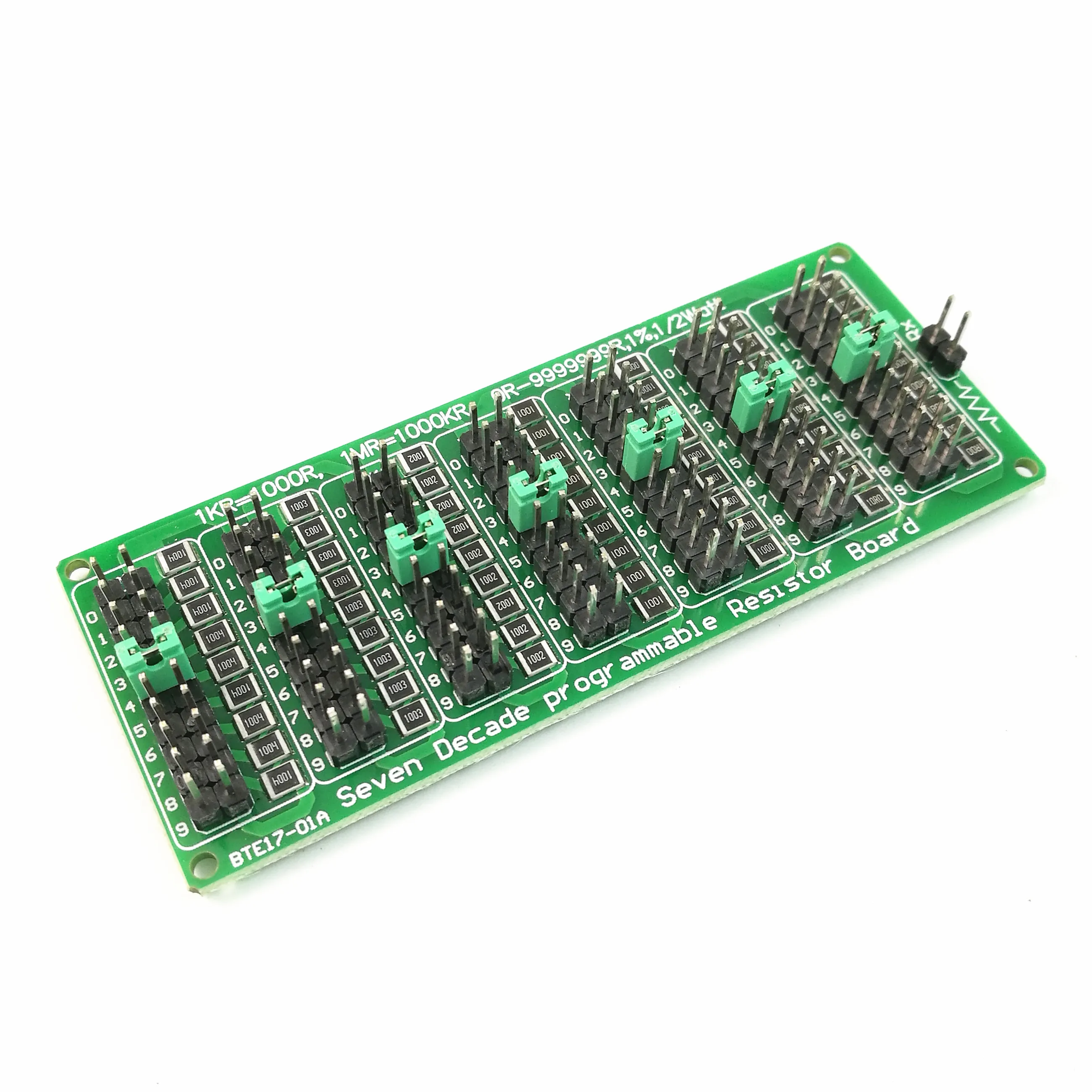 

1R - 9999999R Seven Decade Programmable Resistor Resistance Board, Step 1.0R, 1%, 1/2 Watt.