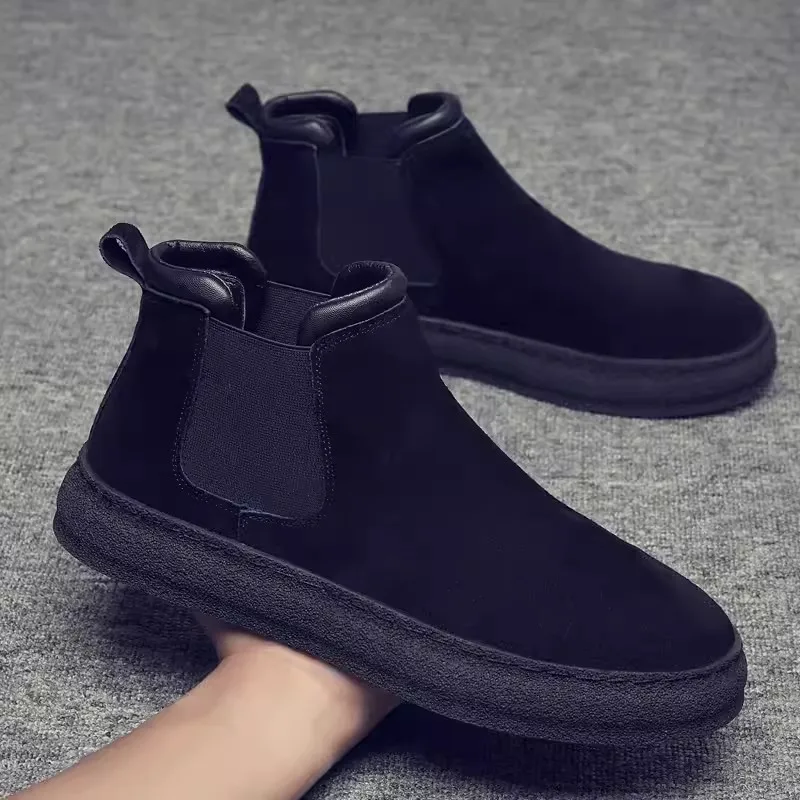 

Winter Men Boots Fashion High-Top Slip-On Ankle Boots Fashion Short Boots 2023 Men Work Casual Shoes Leather Shoes Loafers