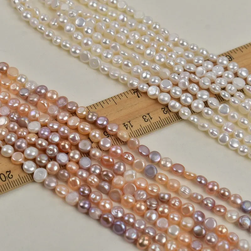 Perle irrégulière de couleurs mélangées blanches, trou Horizontal de 5-6mm, Double poli, perle naturelle en forme d'eau douce, bricolage, perles amples, bijoux