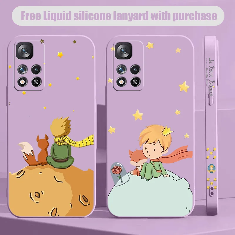 Pilot Le Petit Prince For Xiaomi Redmi Note 7 8 9 10 T S Lite Pro Max 5G Liquid Left Rope Phone Case Soft Shell Cover