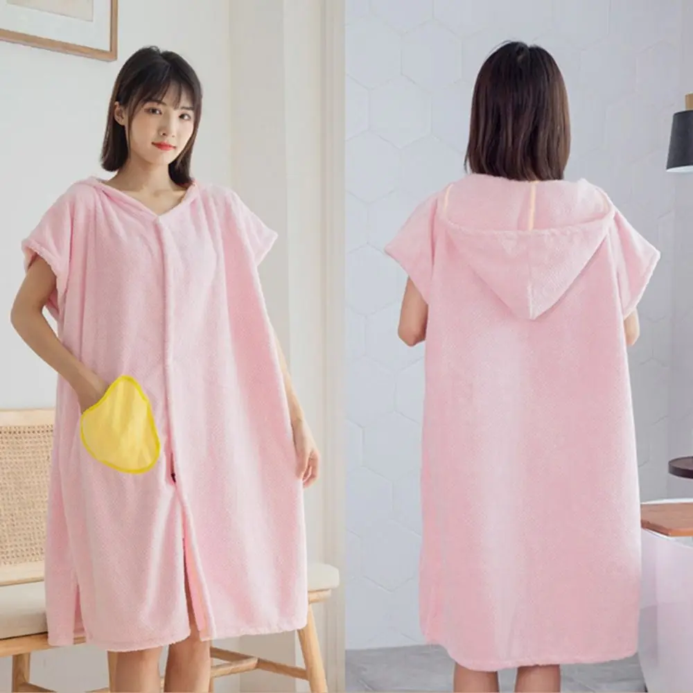 Coral Velvet Bath Towel Thickened Absorbent Pineapple Lattice Wearable Hooded Bathrobe Beach Cloth Spa Dress Sauna Towel